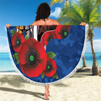 Western Bulldogs ANZAC Personalised Beach Blanket Lest We Forget Poppy Camo