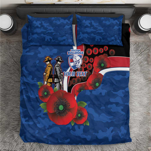 Western Bulldogs ANZAC Personalised Bedding Set Lest We Forget Poppy Camo