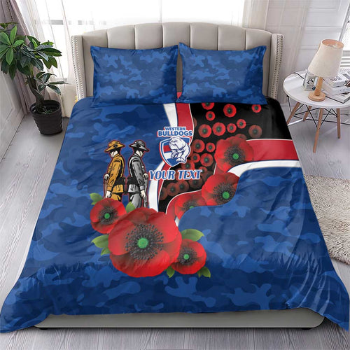Western Bulldogs ANZAC Personalised Bedding Set Lest We Forget Poppy Camo