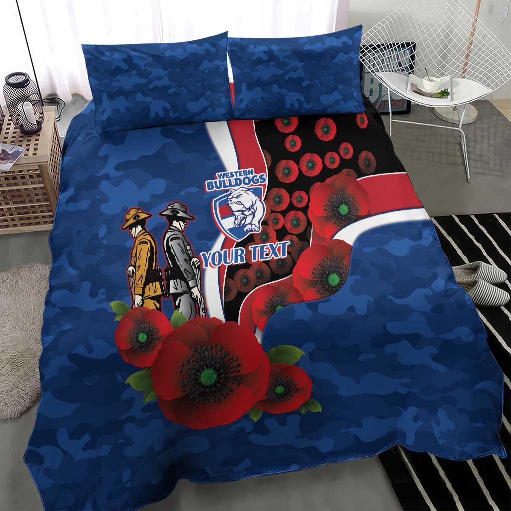 Western Bulldogs ANZAC Personalised Bedding Set Lest We Forget Poppy Camo