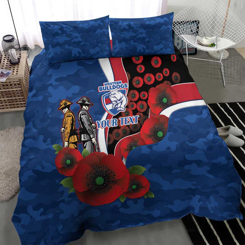 Western Bulldogs ANZAC Personalised Bedding Set Lest We Forget Poppy Camo