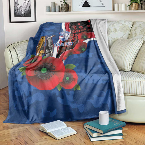 Western Bulldogs ANZAC Personalised Blanket Lest We Forget Poppy Camo