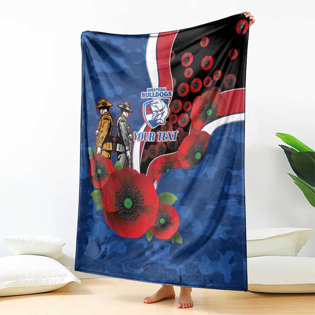 Western Bulldogs ANZAC Personalised Blanket Lest We Forget Poppy Camo