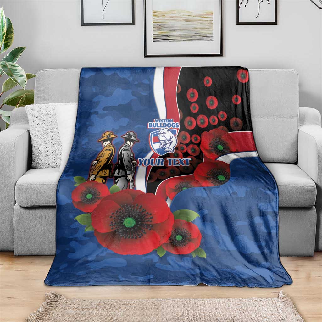 Western Bulldogs ANZAC Personalised Blanket Lest We Forget Poppy Camo