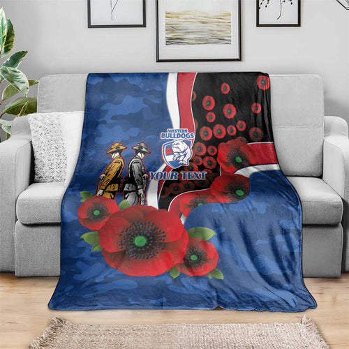 Western Bulldogs ANZAC Personalised Blanket Lest We Forget Poppy Camo
