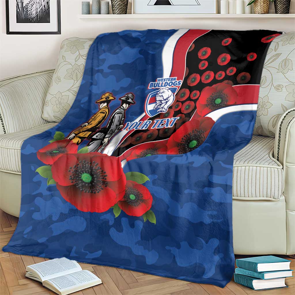 Western Bulldogs ANZAC Personalised Blanket Lest We Forget Poppy Camo