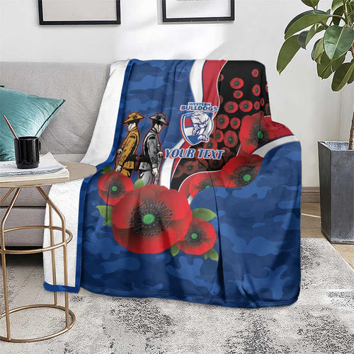 Western Bulldogs ANZAC Personalised Blanket Lest We Forget Poppy Camo