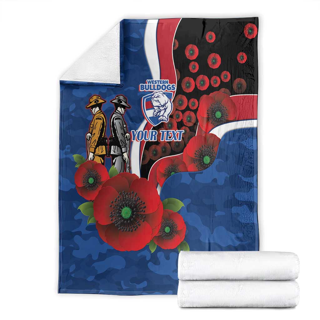 Western Bulldogs ANZAC Personalised Blanket Lest We Forget Poppy Camo