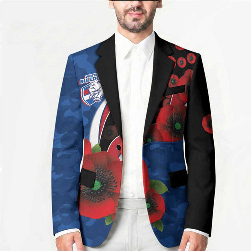 Western Bulldogs ANZAC Personalised Blazer Lest We Forget Poppy Camo