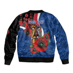 Western Bulldogs ANZAC Personalised Bomber Jacket Lest We Forget Poppy Camo