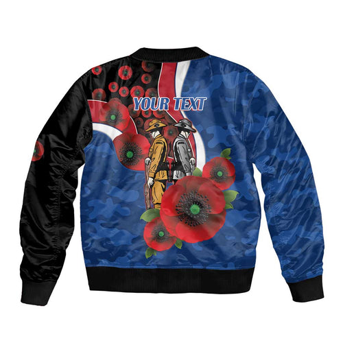 Western Bulldogs ANZAC Personalised Bomber Jacket Lest We Forget Poppy Camo