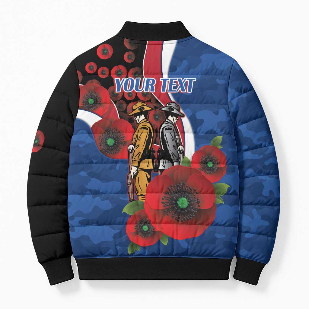 Western Bulldogs ANZAC Personalised Bomber Puffer Jacket Lest We Forget Poppy Camo