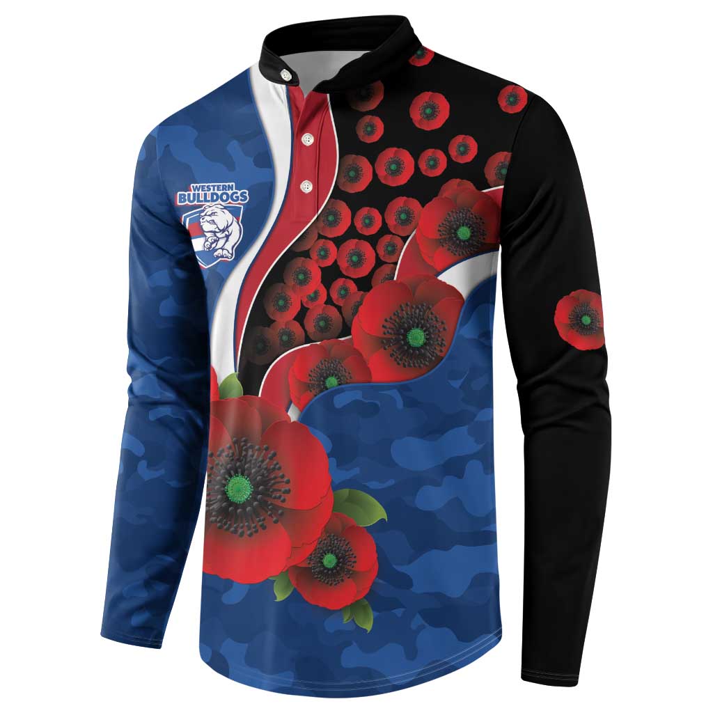 Western Bulldogs ANZAC Personalised Button Sweatshirt Lest We Forget Poppy Camo