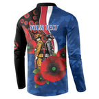 Western Bulldogs ANZAC Personalised Button Sweatshirt Lest We Forget Poppy Camo