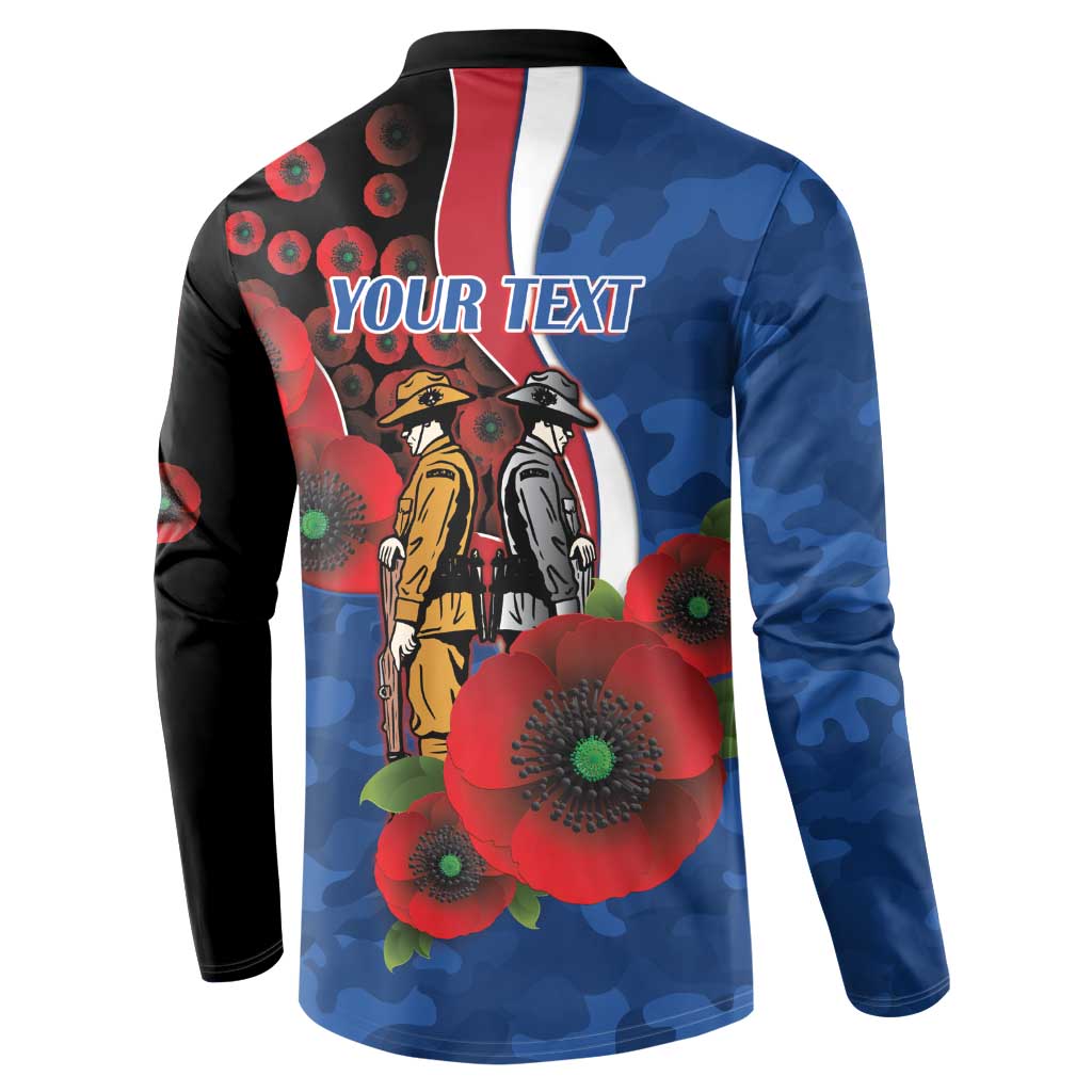 Western Bulldogs ANZAC Personalised Button Sweatshirt Lest We Forget Poppy Camo