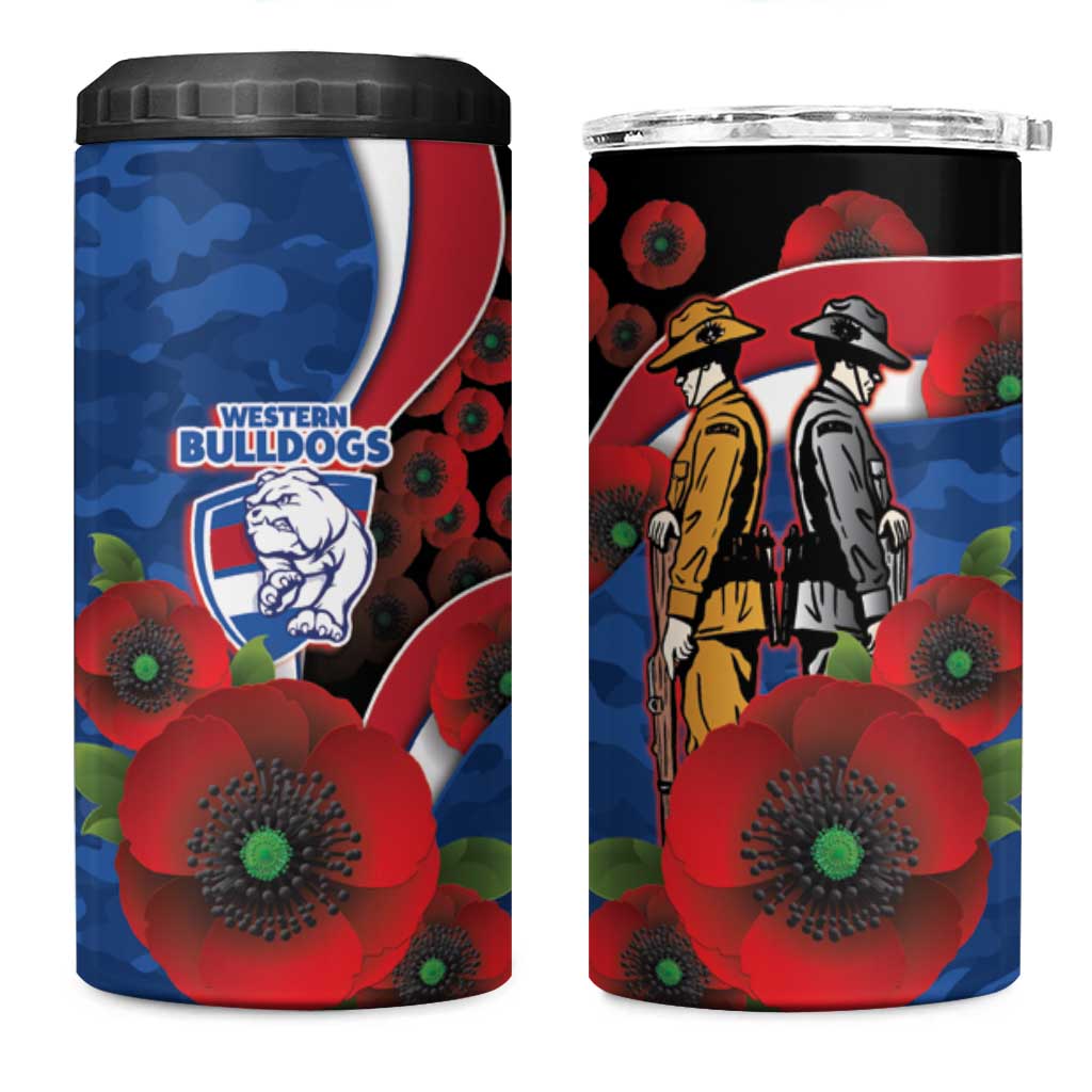 Western Bulldogs ANZAC Personalised 4 in 1 Can Cooler Tumbler Lest We Forget Poppy Camo