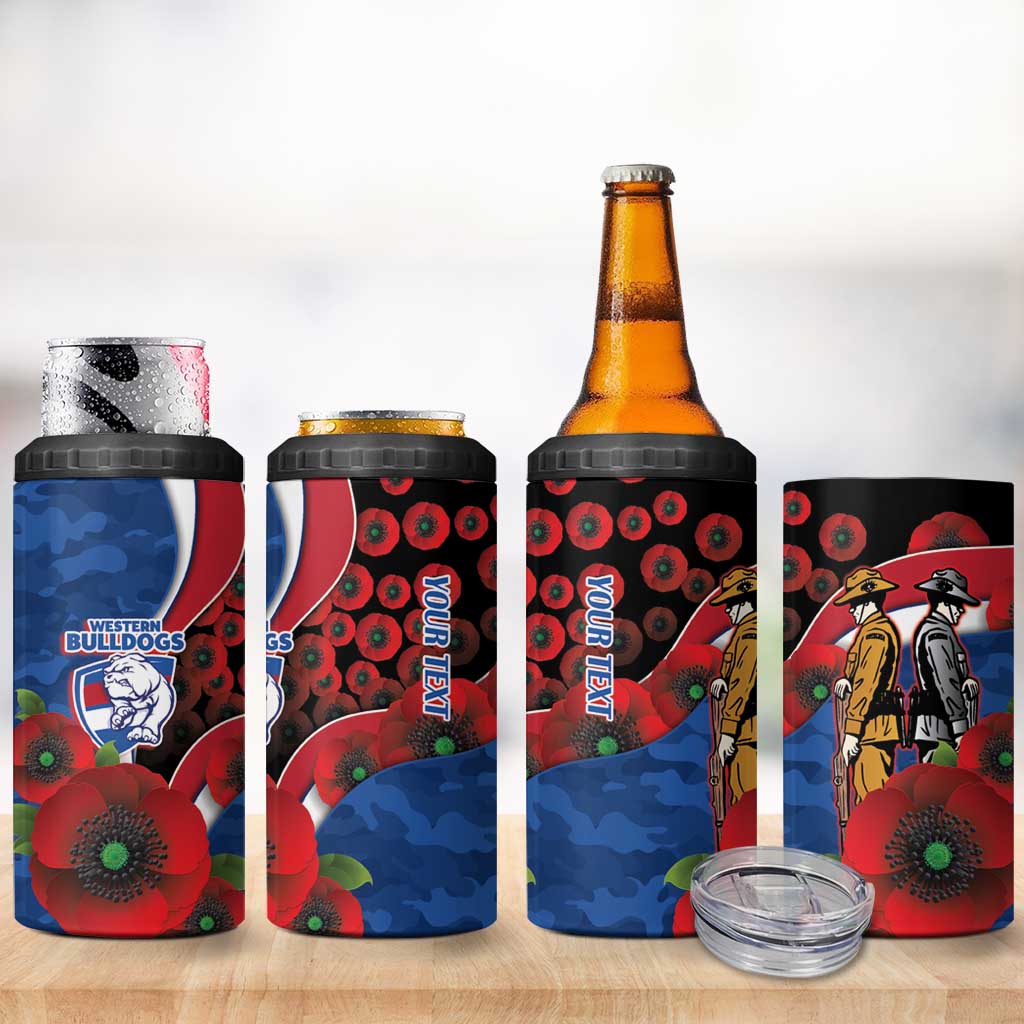 Western Bulldogs ANZAC Personalised 4 in 1 Can Cooler Tumbler Lest We Forget Poppy Camo