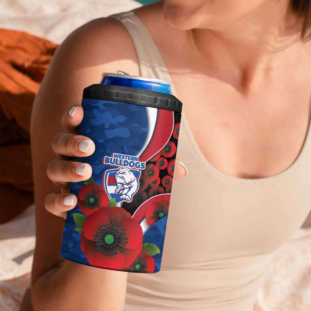 Western Bulldogs ANZAC Personalised 4 in 1 Can Cooler Tumbler Lest We Forget Poppy Camo