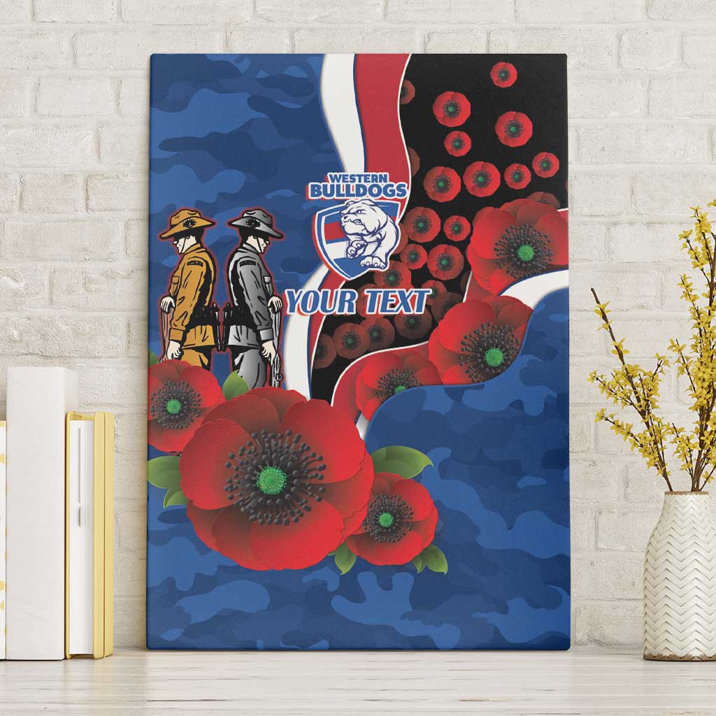 Western Bulldogs ANZAC Personalised Canvas Wall Art Lest We Forget Poppy Camo