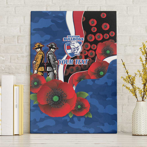 Western Bulldogs ANZAC Personalised Canvas Wall Art Lest We Forget Poppy Camo