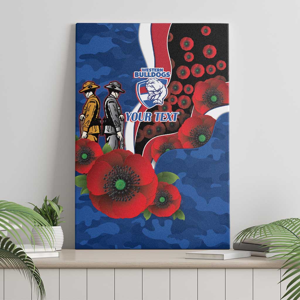 Western Bulldogs ANZAC Personalised Canvas Wall Art Lest We Forget Poppy Camo