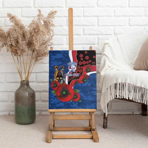 Western Bulldogs ANZAC Personalised Canvas Wall Art Lest We Forget Poppy Camo