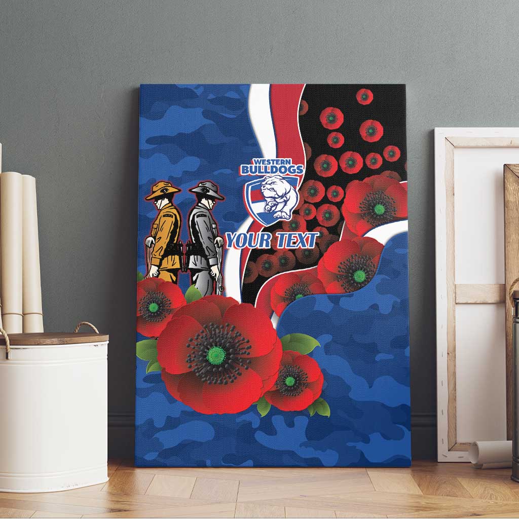 Western Bulldogs ANZAC Personalised Canvas Wall Art Lest We Forget Poppy Camo