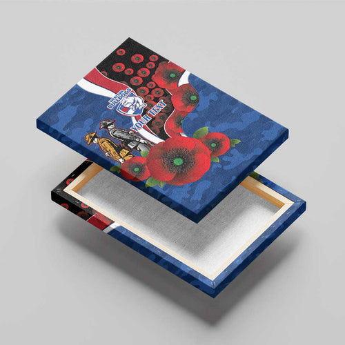 Western Bulldogs ANZAC Personalised Canvas Wall Art Lest We Forget Poppy Camo
