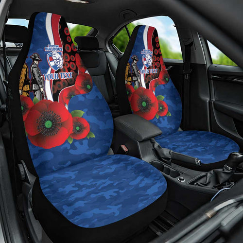 Western Bulldogs ANZAC Personalised Car Seat Cover Lest We Forget Poppy Camo