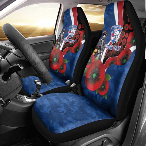 Western Bulldogs ANZAC Personalised Car Seat Cover Lest We Forget Poppy Camo