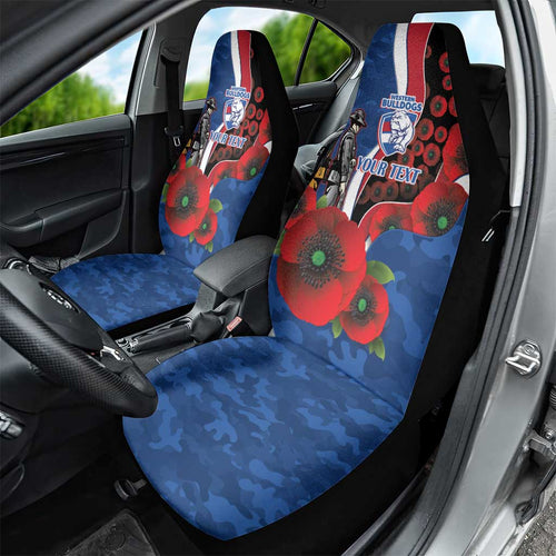 Western Bulldogs ANZAC Personalised Car Seat Cover Lest We Forget Poppy Camo