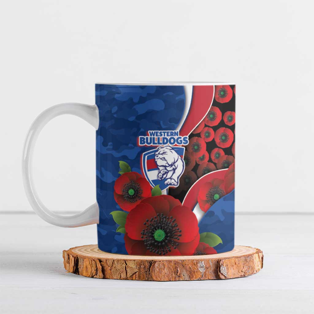 Western Bulldogs ANZAC Personalised Ceramic Mug Lest We Forget Poppy Camo