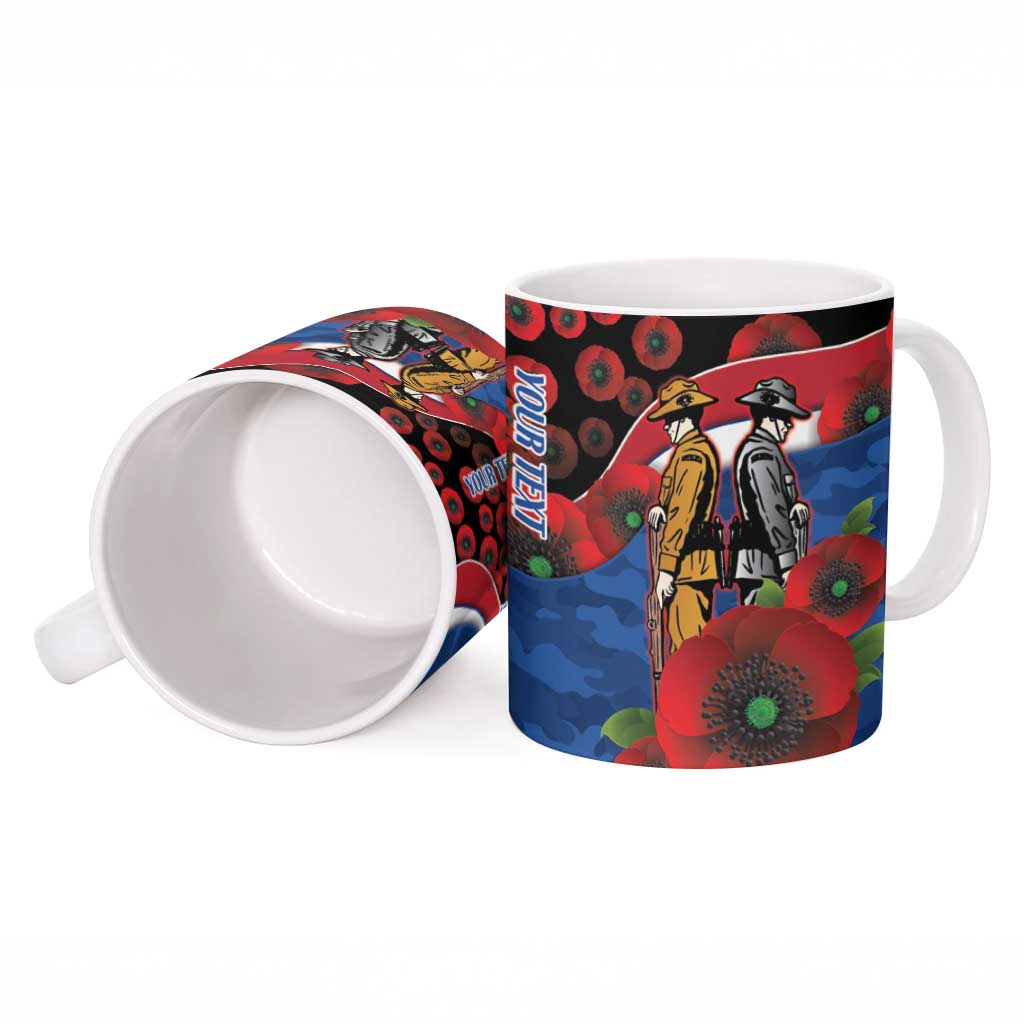 Western Bulldogs ANZAC Personalised Ceramic Mug Lest We Forget Poppy Camo