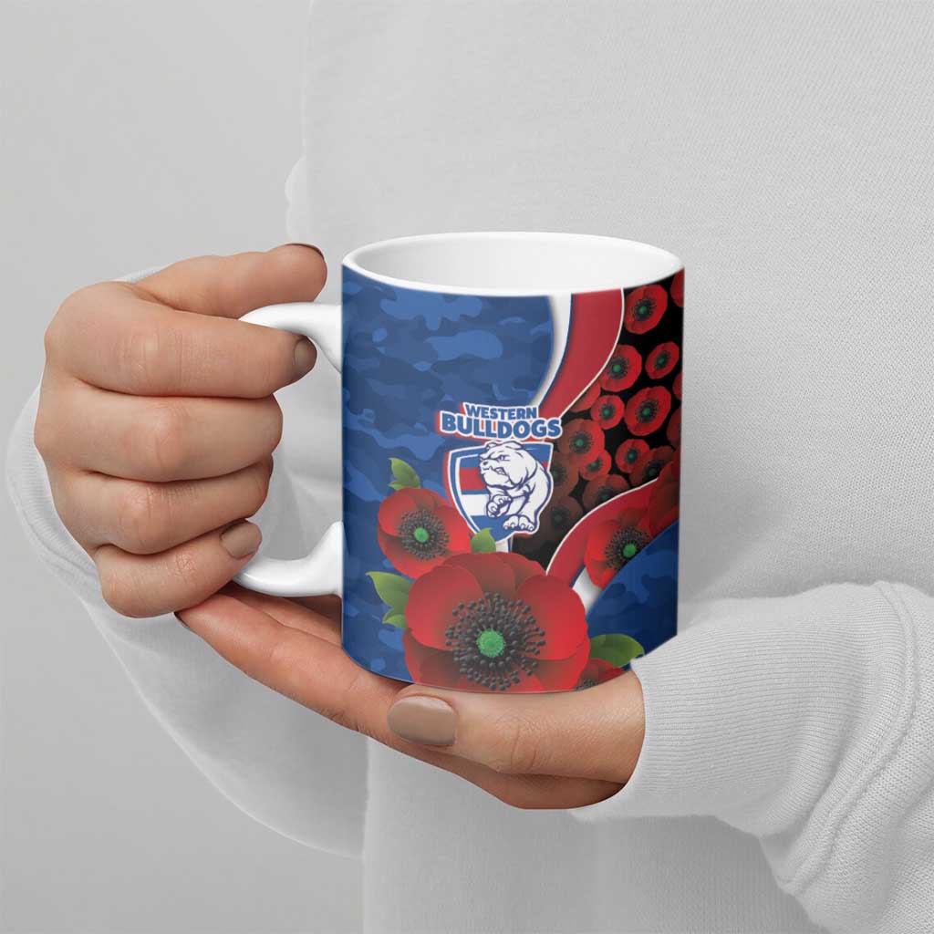 Western Bulldogs ANZAC Personalised Ceramic Mug Lest We Forget Poppy Camo