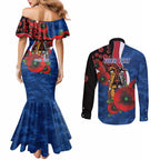 Western Bulldogs ANZAC Personalised Couples Matching Mermaid Dress and Long Sleeve Button Shirt Lest We Forget Poppy Camo