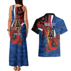 Western Bulldogs ANZAC Personalised Couples Matching Tank Maxi Dress and Hawaiian Shirt Lest We Forget Poppy Camo