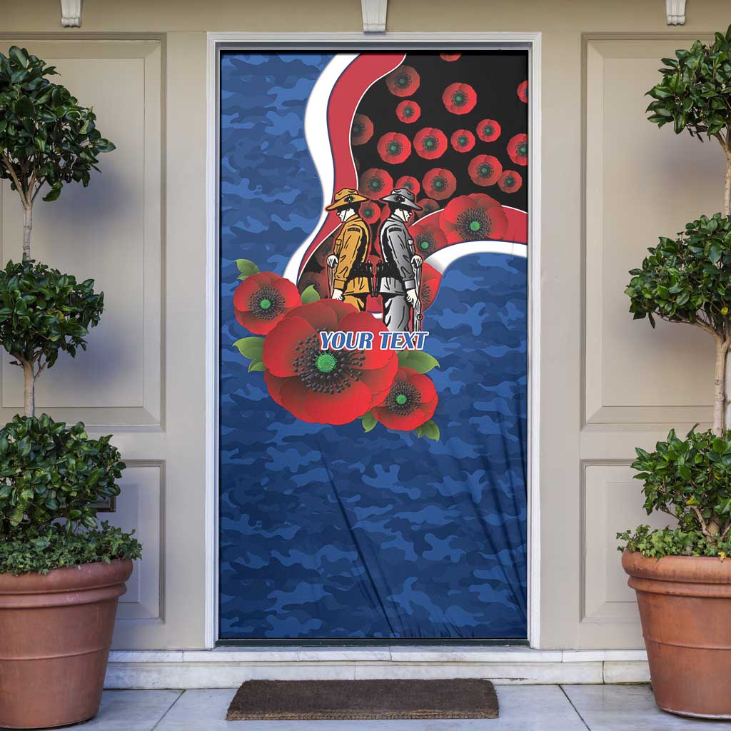 Western Bulldogs ANZAC Personalised Door Cover Lest We Forget Poppy Camo