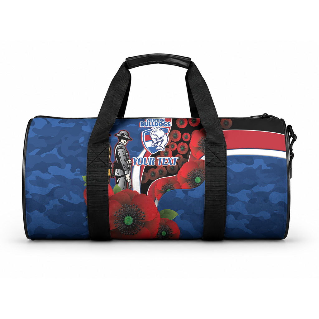 Western Bulldogs ANZAC Personalised Duffle Bag Lest We Forget Poppy Camo