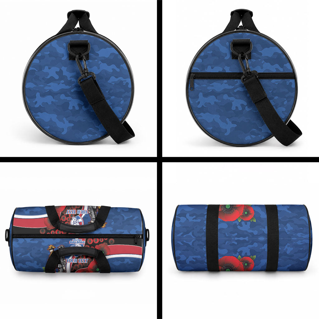 Western Bulldogs ANZAC Personalised Duffle Bag Lest We Forget Poppy Camo