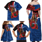 Western Bulldogs ANZAC Personalised Family Matching Off Shoulder Maxi Dress and Hawaiian Shirt Lest We Forget Poppy Camo