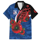 Western Bulldogs ANZAC Personalised Family Matching Off Shoulder Maxi Dress and Hawaiian Shirt Lest We Forget Poppy Camo