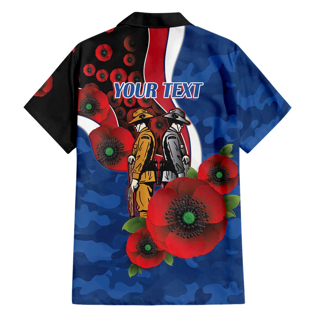 Western Bulldogs ANZAC Personalised Family Matching Off Shoulder Maxi Dress and Hawaiian Shirt Lest We Forget Poppy Camo