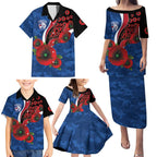 Western Bulldogs ANZAC Personalised Family Matching Puletasi and Hawaiian Shirt Lest We Forget Poppy Camo