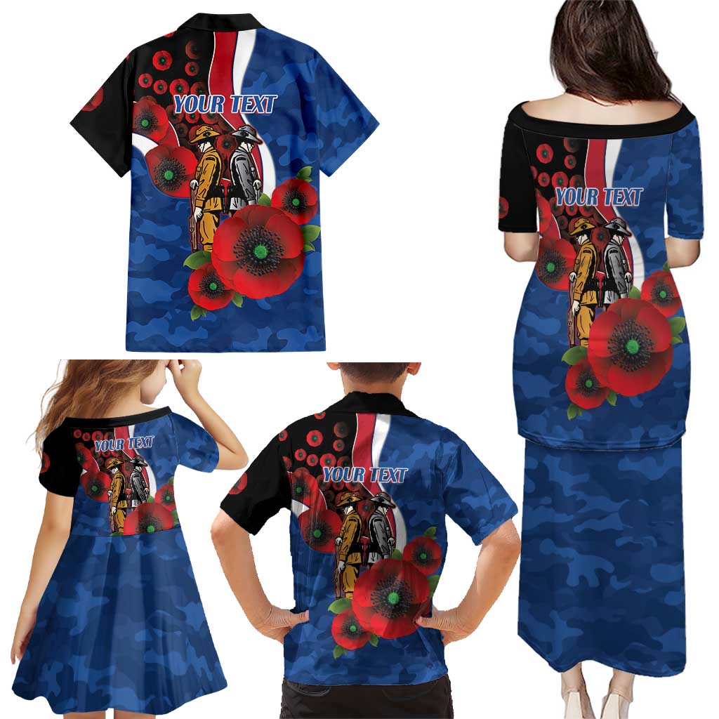 Western Bulldogs ANZAC Personalised Family Matching Puletasi and Hawaiian Shirt Lest We Forget Poppy Camo
