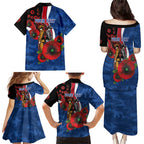 Western Bulldogs ANZAC Personalised Family Matching Puletasi and Hawaiian Shirt Lest We Forget Poppy Camo