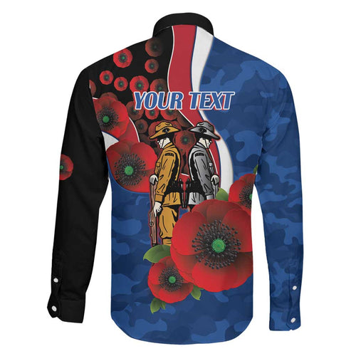 Western Bulldogs ANZAC Personalised Family Matching Puletasi and Hawaiian Shirt Lest We Forget Poppy Camo