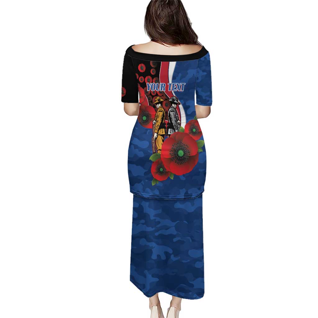 Western Bulldogs ANZAC Personalised Family Matching Puletasi and Hawaiian Shirt Lest We Forget Poppy Camo