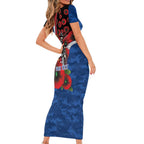 Western Bulldogs ANZAC Personalised Family Matching Short Sleeve Bodycon Dress and Hawaiian Shirt Lest We Forget Poppy Camo