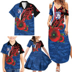 Western Bulldogs ANZAC Personalised Family Matching Summer Maxi Dress and Hawaiian Shirt Lest We Forget Poppy Camo