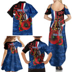 Western Bulldogs ANZAC Personalised Family Matching Summer Maxi Dress and Hawaiian Shirt Lest We Forget Poppy Camo
